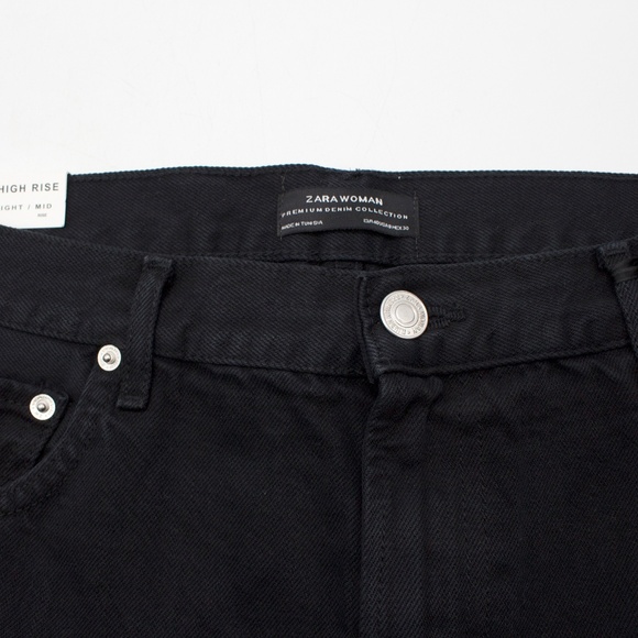 LAST PAIR!! ZARA WOMAN HIGH RISE FRINGED JEANS - Picture 5 of 8